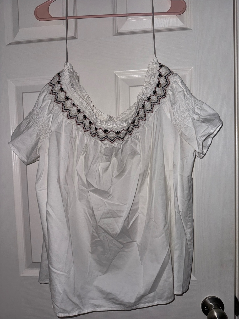Old Navy White Smocked Off-Shoulder Blouse